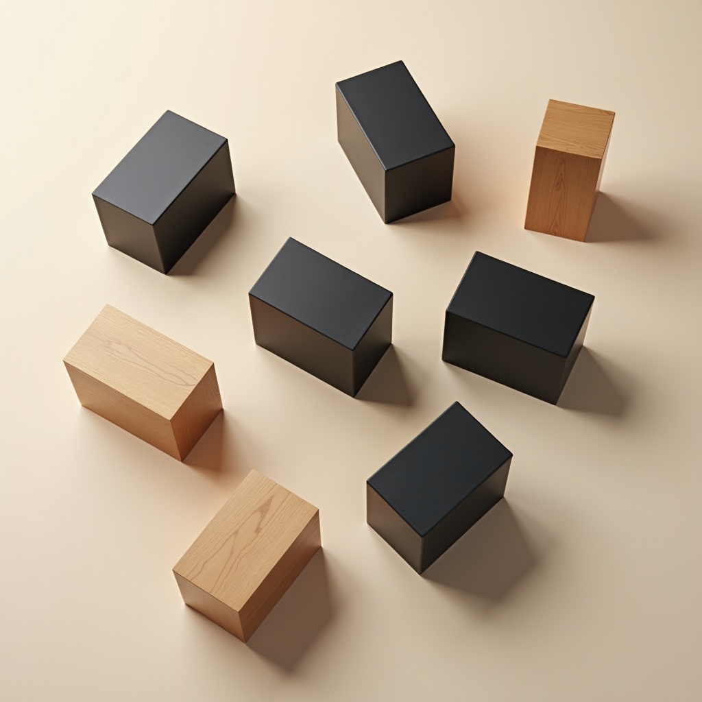 Modular 3D printed blocks in black and wood